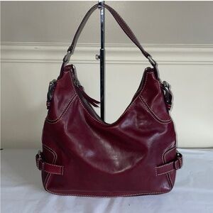 MICHAEL KORS  Burgundy Leather Hobo Bag